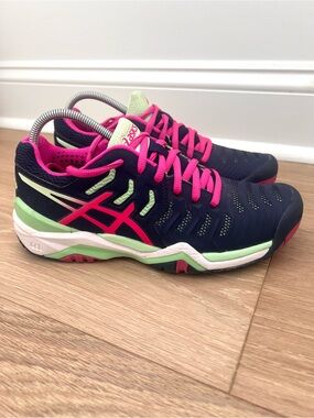 ASICS Gel Resolution 7 Women’s 7 Tennis Pickleball Shoes Blue Pink Court Sneaker